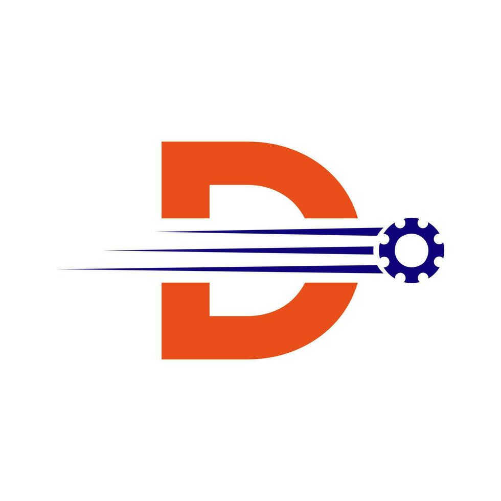 Initial Letter D Gear Cogwheel Logo. Automotive Industrial Icon, Gear Logo, Car Repair Symbol vector