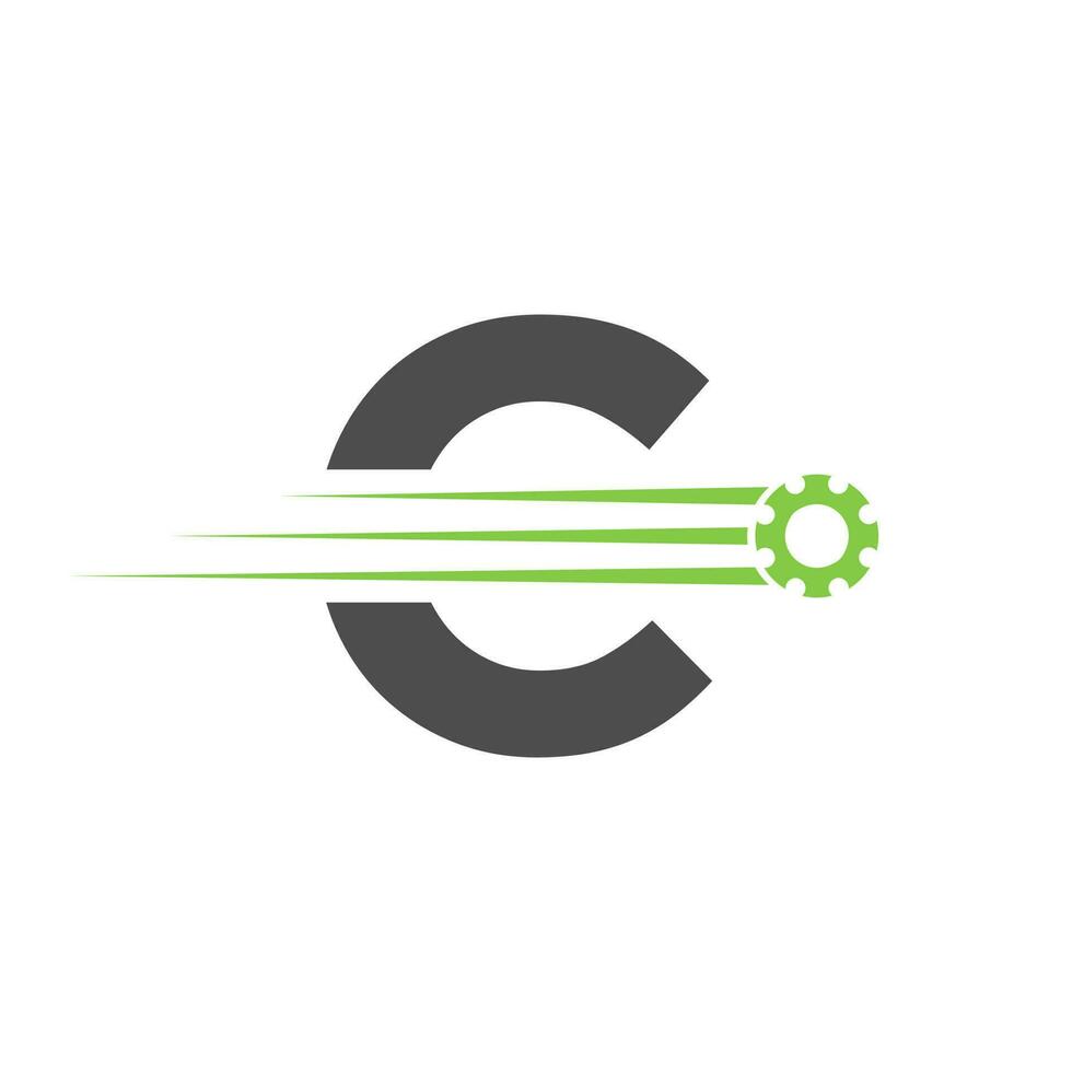 Initial Letter C Gear Cogwheel Logo. Automotive Industrial Icon, Gear Logo, Car Repair Symbol vector