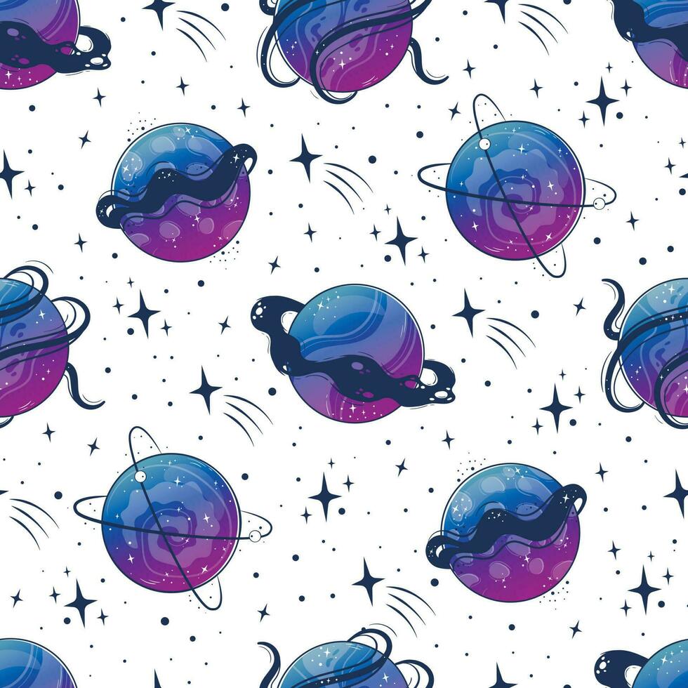 Seamless pattern with space sky and planets vector