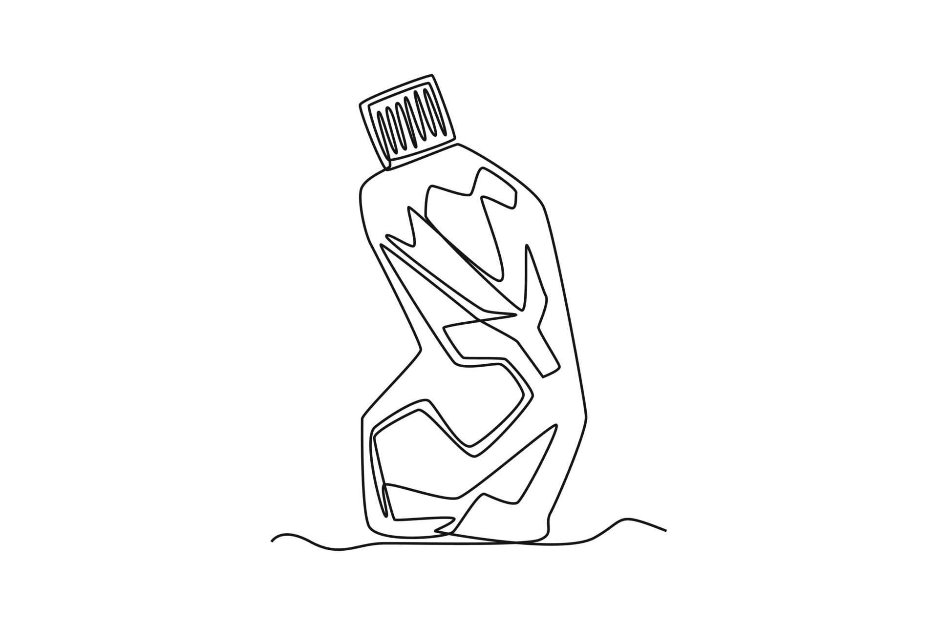Continuous one line drawing plastic bottle waste. World environment day