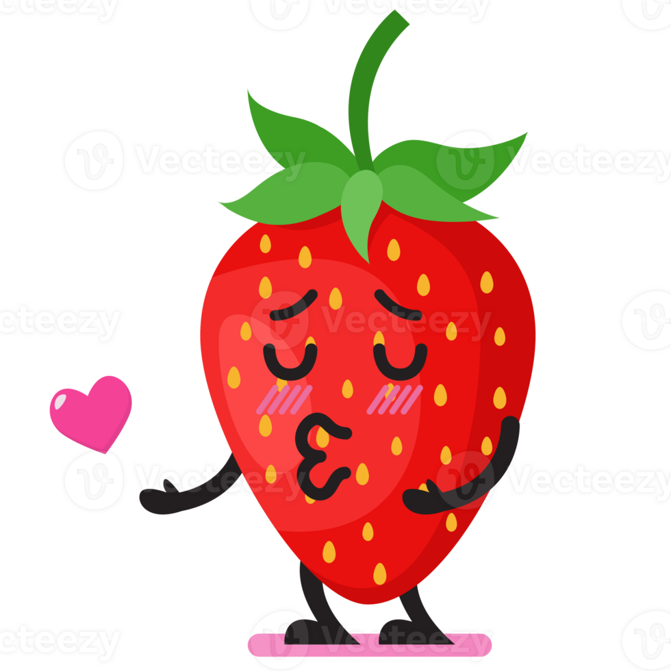 Strawberry emoji is kissing png