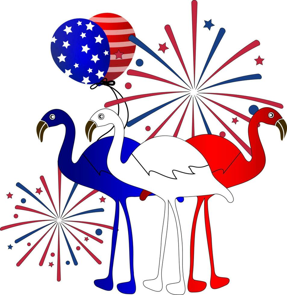 4th of July Flamingo vector