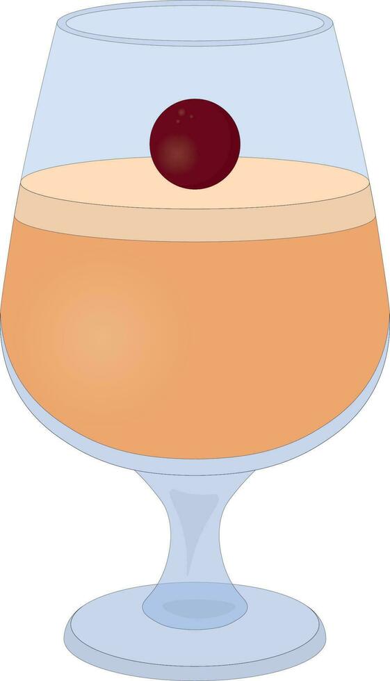 Creamy peach dessert served in cognac glass and decorated with red berry vector illustration