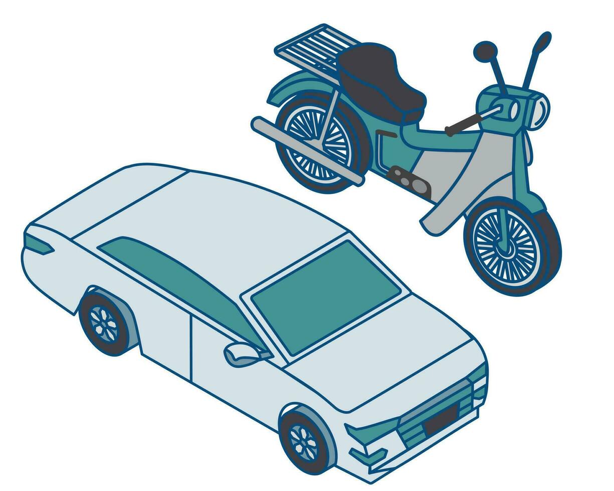 coche y bicicleta vector ilustración