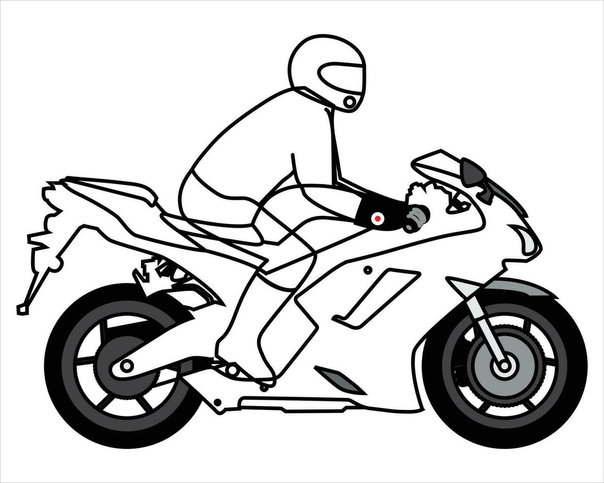 bike outline vector line art illustration