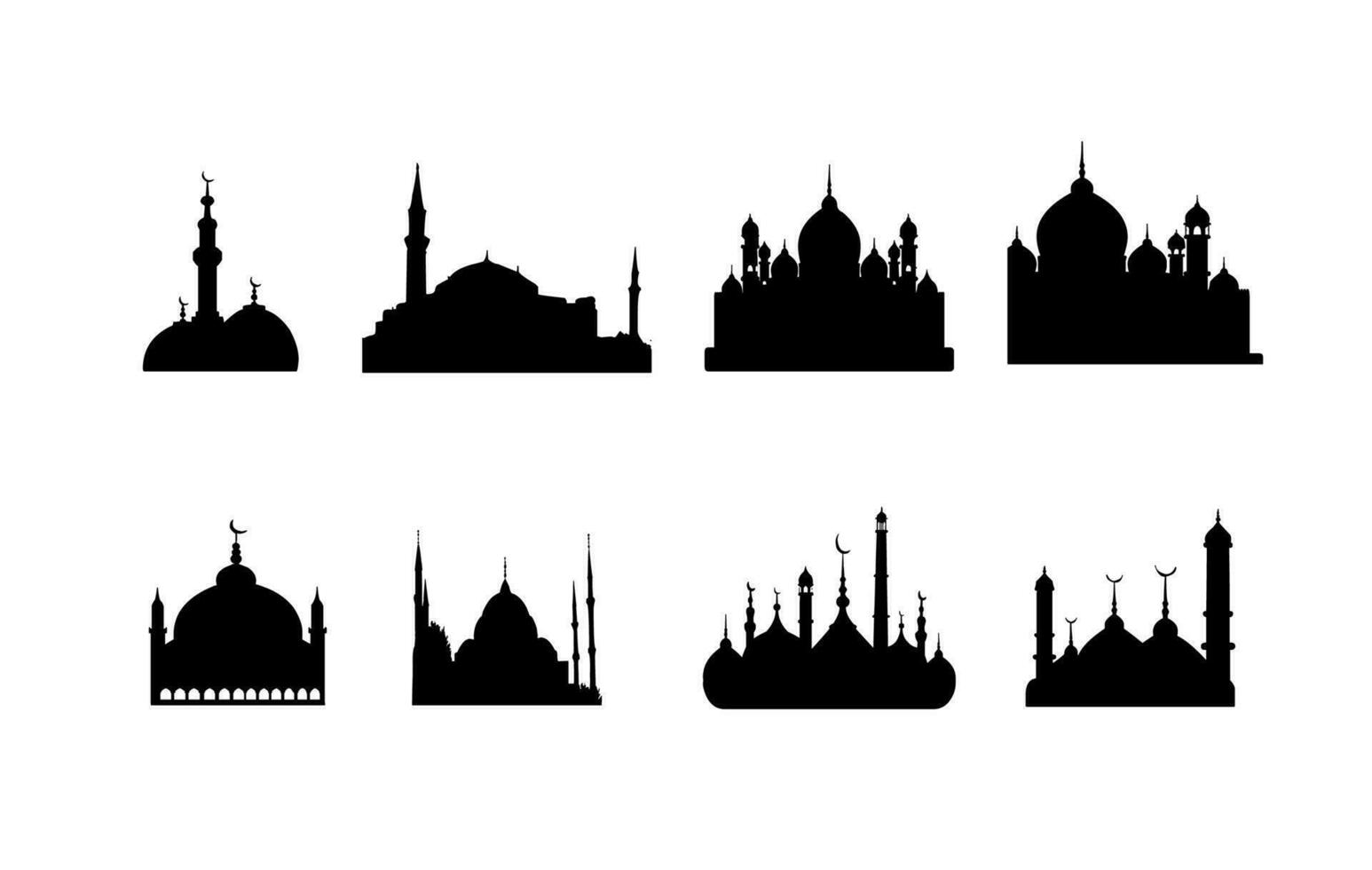 Vector Islamic mosques for designing events and the Hijri year