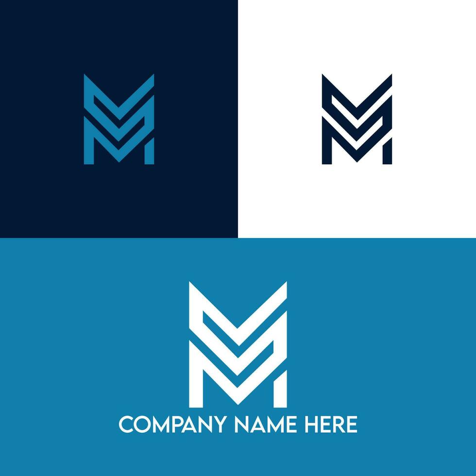 SM logo and minimalist letter brand in vector