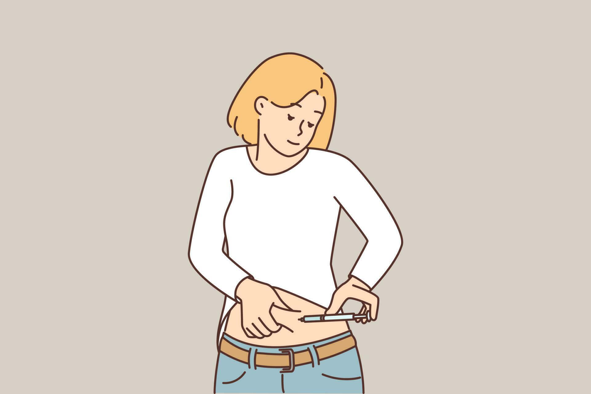 Woman with diabetes uses insulin pen to inject drug to help lower their