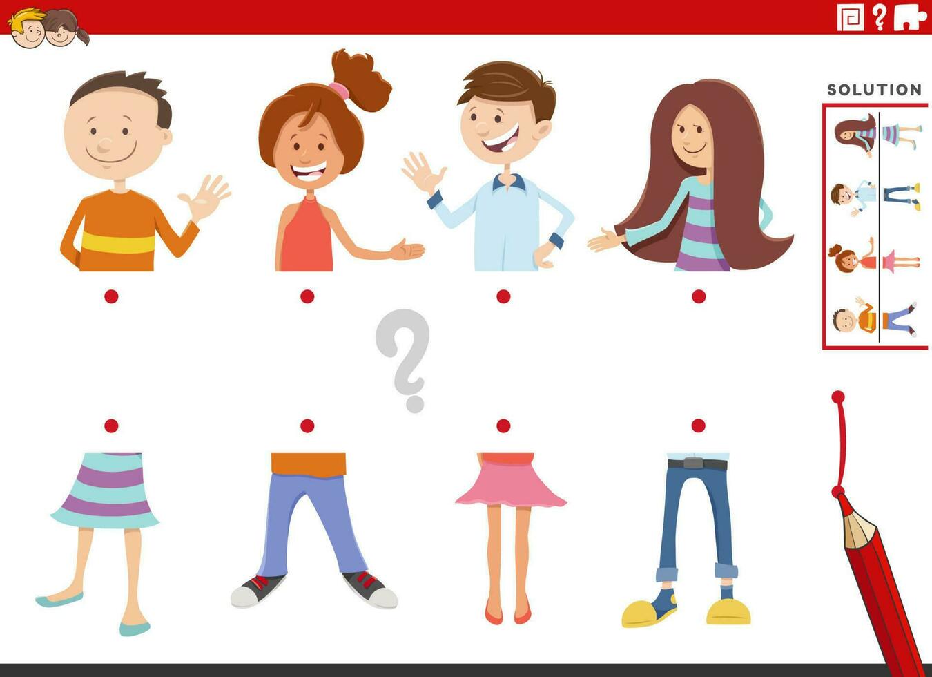 match halves of pictures with children educational game vector