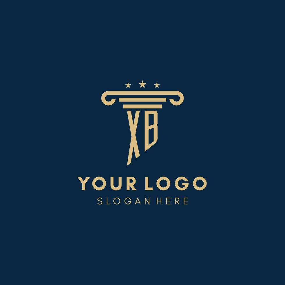 XB monogram initial logo with pillar and stars, best design for legal firm vector