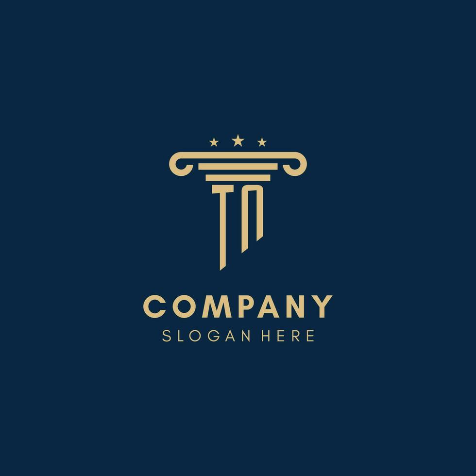 TN monogram initial logo with pillar and stars, best design for legal firm vector