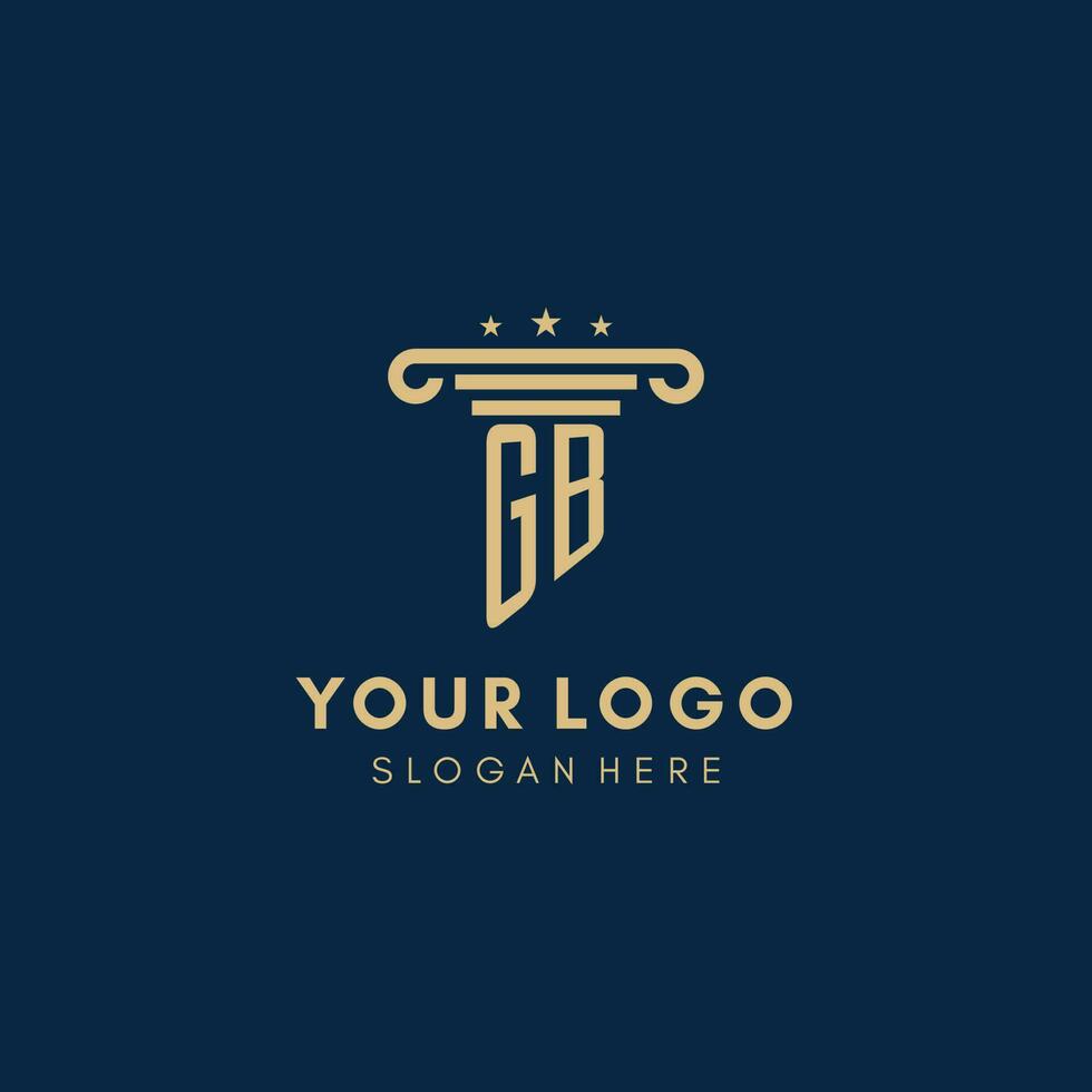GB monogram initial logo with pillar and stars, best design for legal firm vector