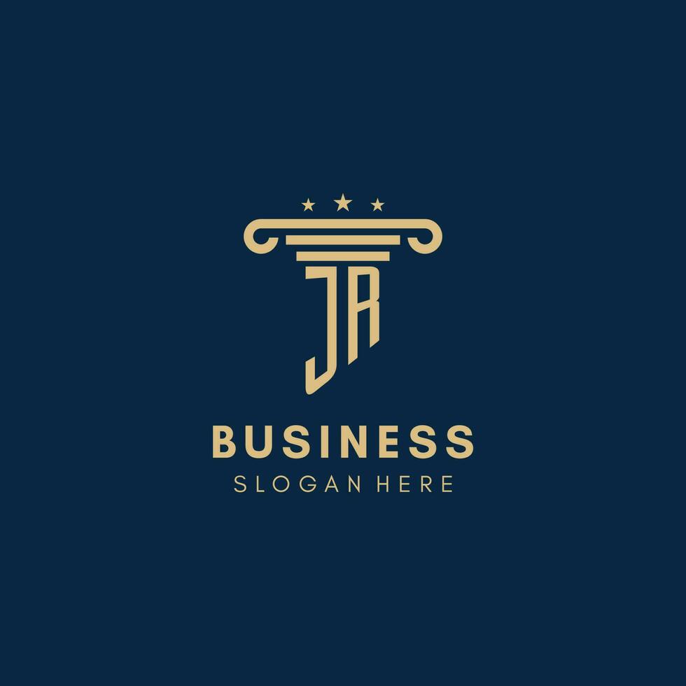 JR monogram initial logo with pillar and stars, best design for legal firm vector