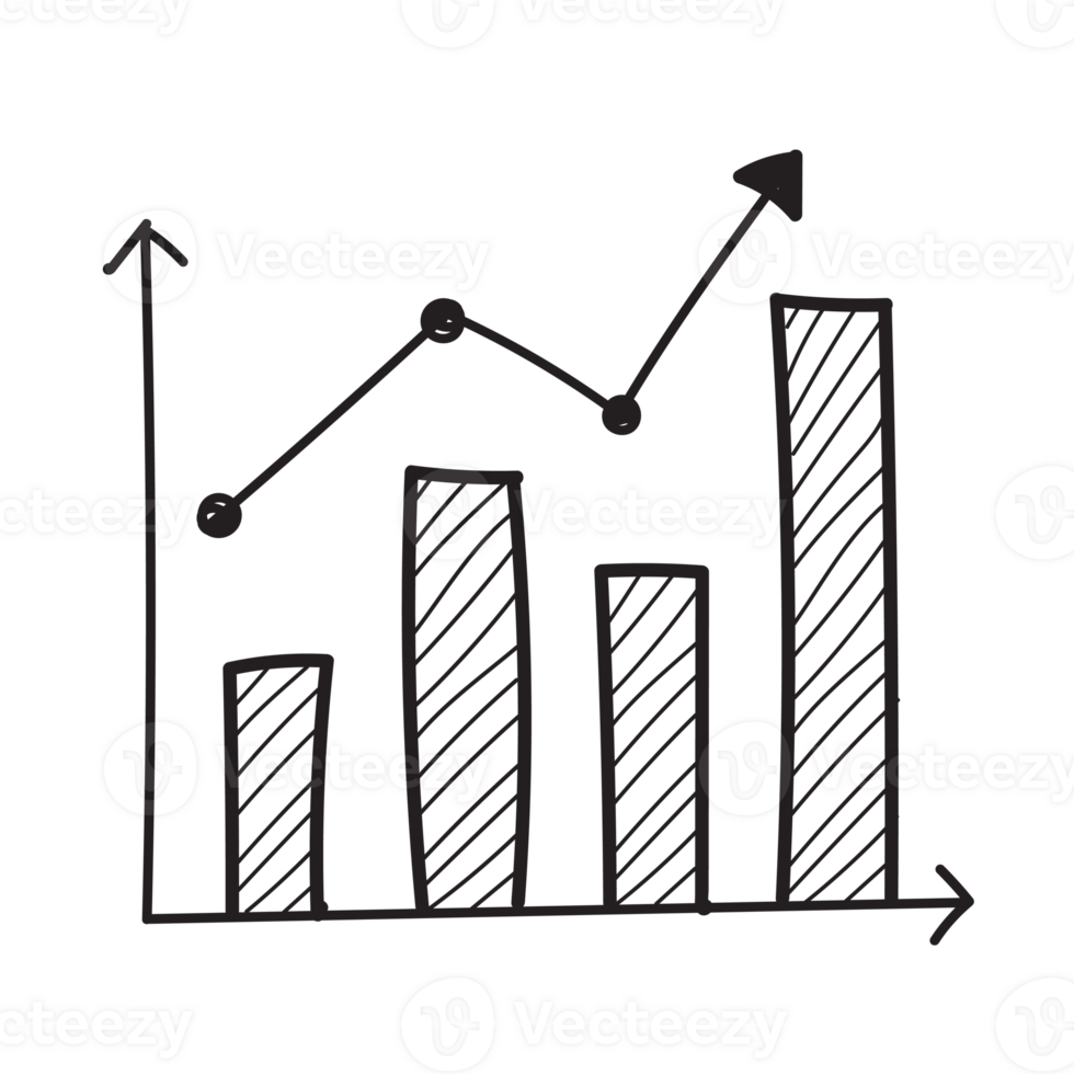 Bar chart. Business doodles hand drawn png