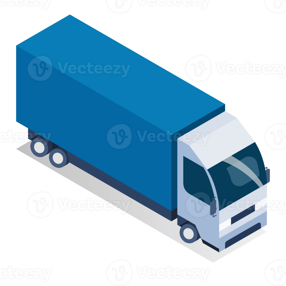 Blue Cargo Truck transportation in isometric view png