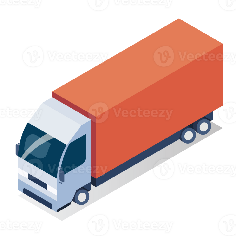 Red Cargo Truck transportation in isometric view png
