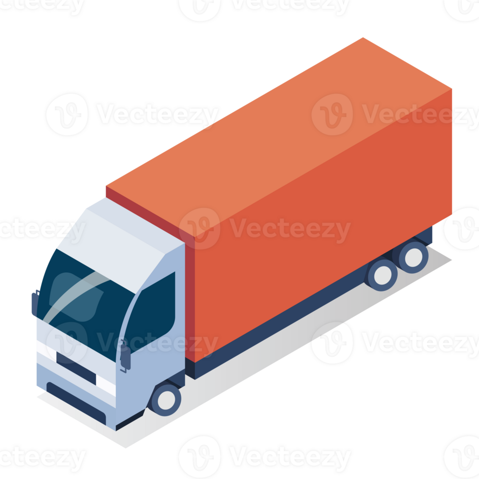 röd frakt lastbil transport i isometrisk se png