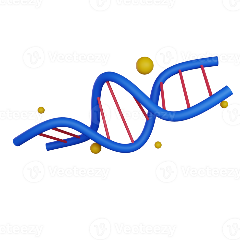 3d illustration dna icon on transparent background, suitable to use in education, learning, presentations, business and more png