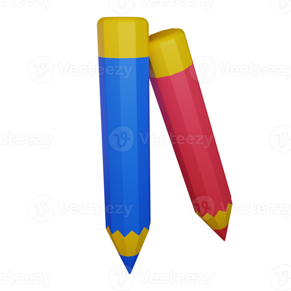 3d illustration crayon icône sur transparent arrière-plan, adapté à utilisation dans éducation, apprentissage, présentations, affaires et plus png