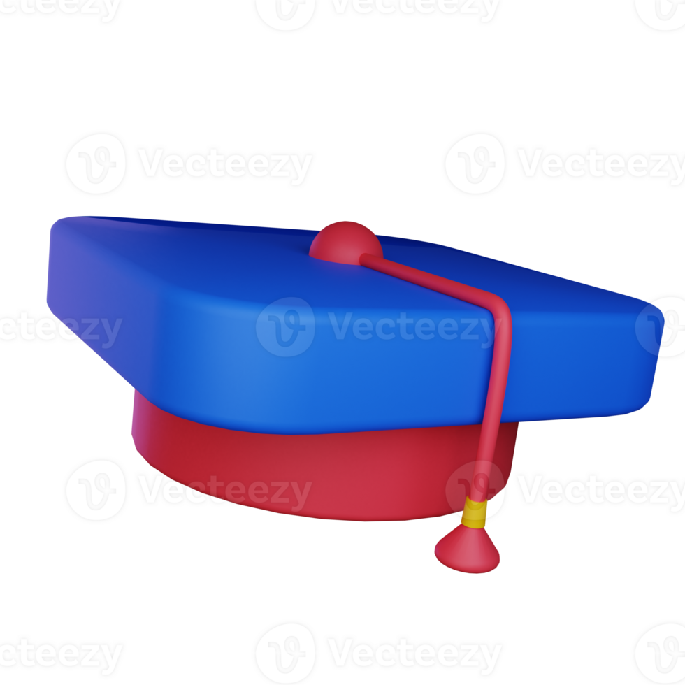 3d illustratie diploma uitreiking hoed icoon Aan transparant achtergrond, geschikt naar gebruik in opleiding, aan het leren, presentaties, bedrijf en meer png