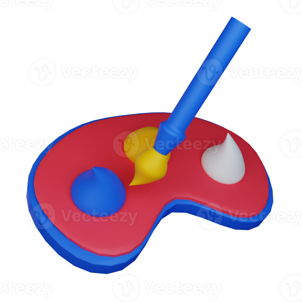3d ilustración cepillo y paleta icono en transparente fondo, adecuado a utilizar en educación, aprendiendo, presentaciones, negocio y más png