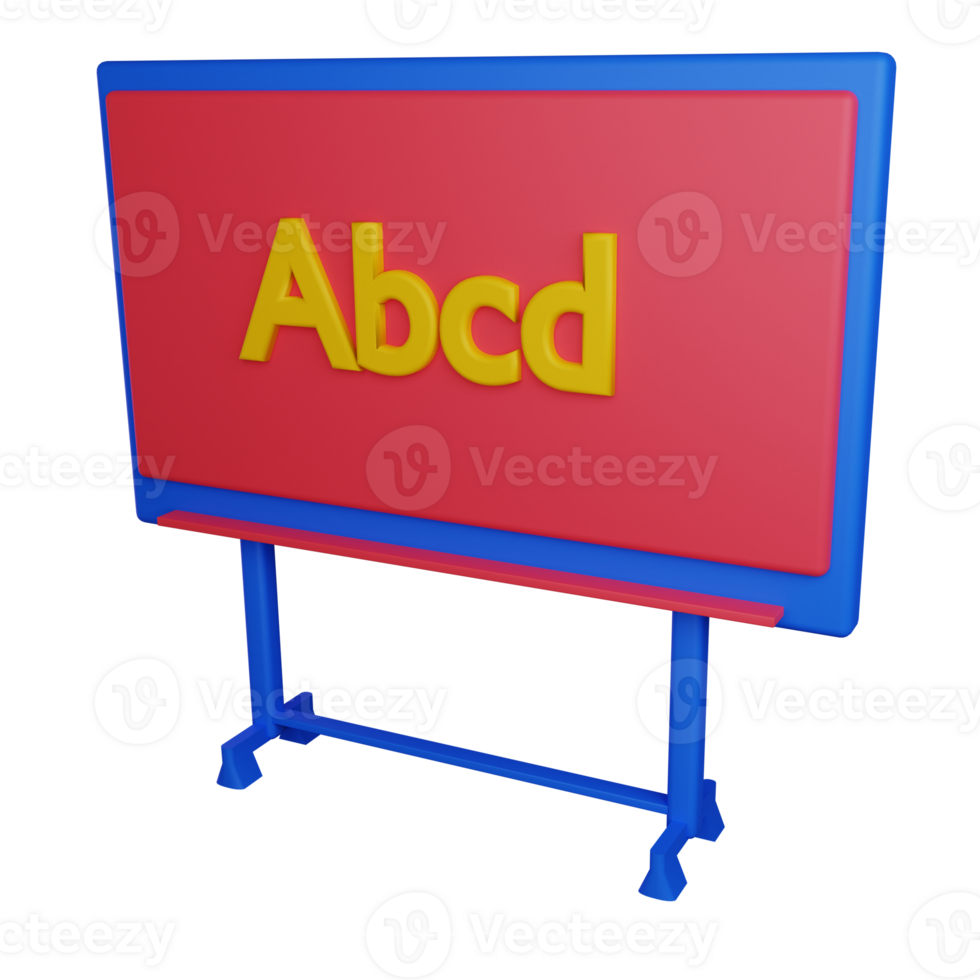 3d illustration standing blackboard icon on transparent background, suitable to use in education, learning, presentations, business and more png