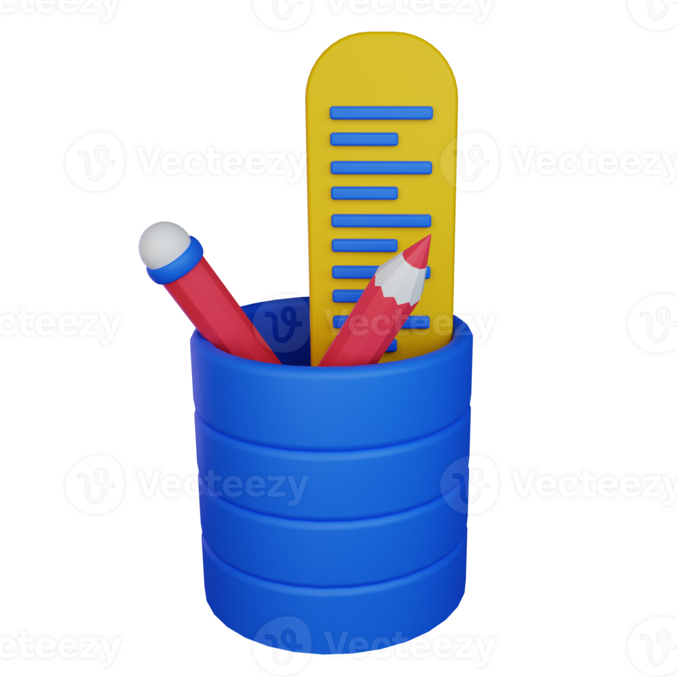 3d illustratie potlood houder icoon Aan transparant achtergrond, geschikt naar gebruik in opleiding, aan het leren, presentaties, bedrijf en meer png