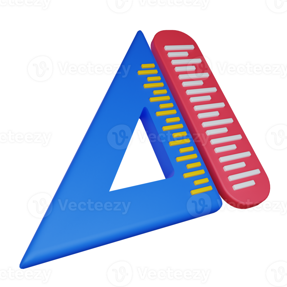 3d illustration ruler icon on transparent background, suitable to use in education, learning, presentations, business and more png