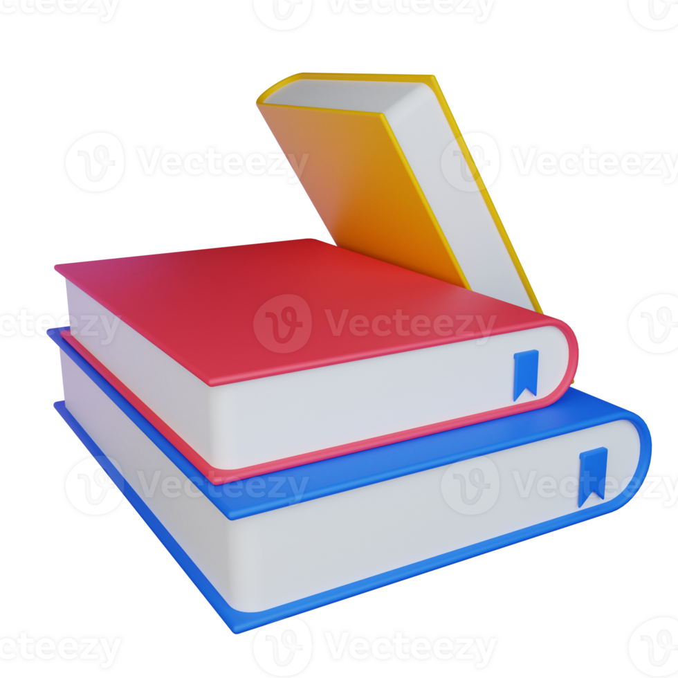 3d illustration books icon on transparent background, suitable to use in education, learning, presentations, business and more png