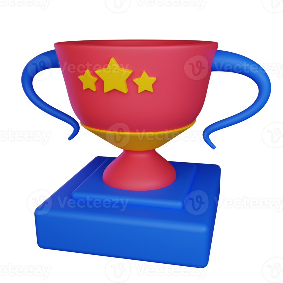 3d illustration trophy icon on transparent background, suitable to use in education, learning, presentations, business and more png