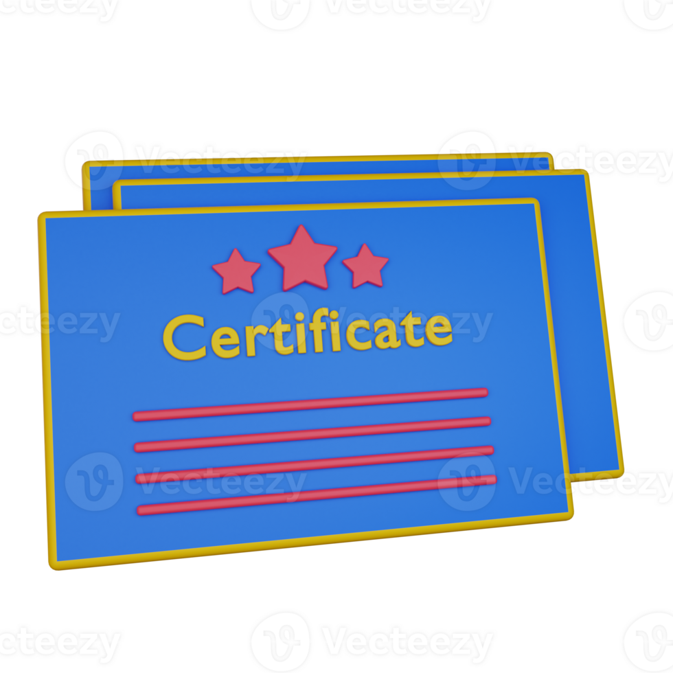 3d illustration certificate icon on transparent background, suitable to use in education, learning, presentations, business and more png