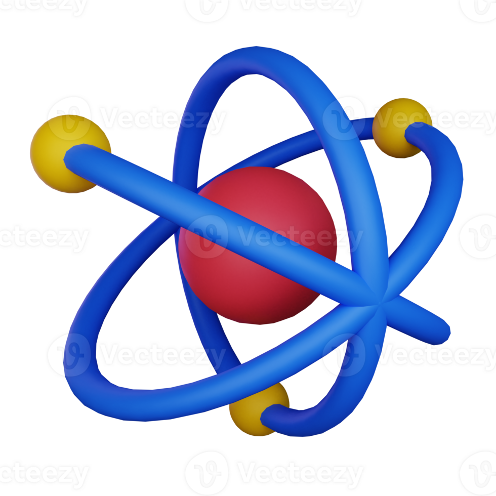 3d illustration atom icon on transparent background, suitable to use in education, learning, presentations, business and more png