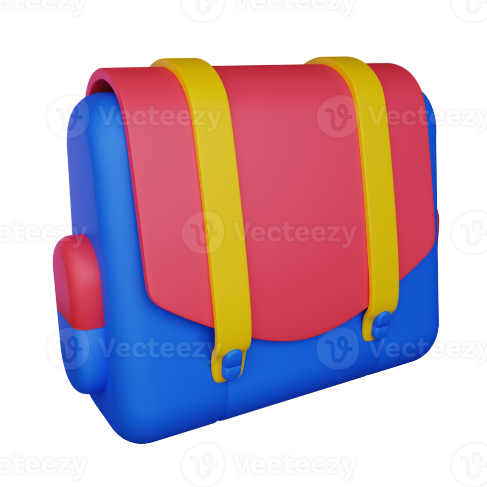 3d illustration school bag icon on transparent background, suitable to use in education, learning, presentations, business and more png