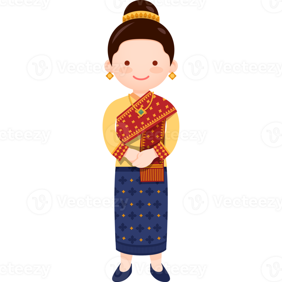 Girl in laos national costume png