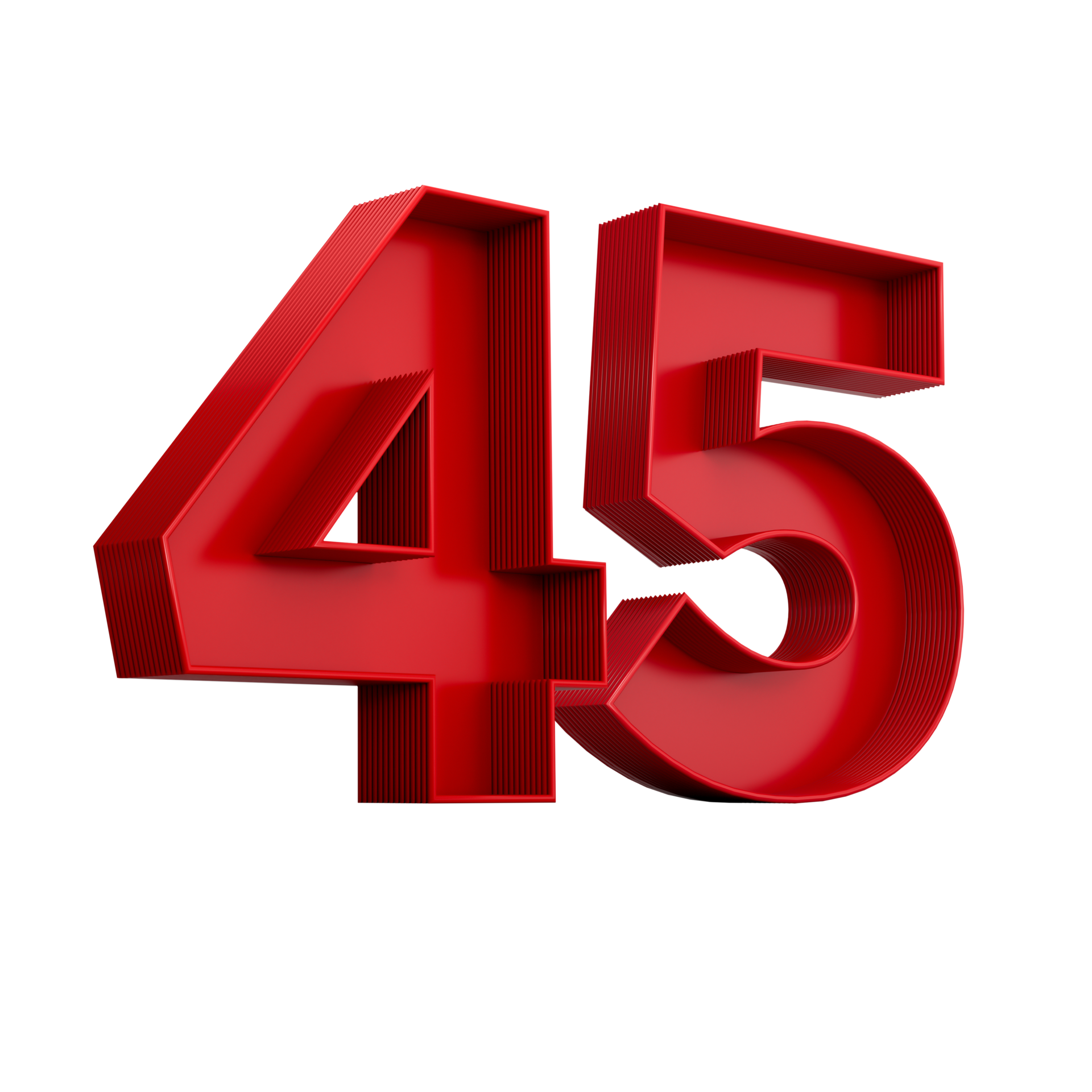 3d illustration of red number 45 or Forty Five inner shadow 23610223 PNG