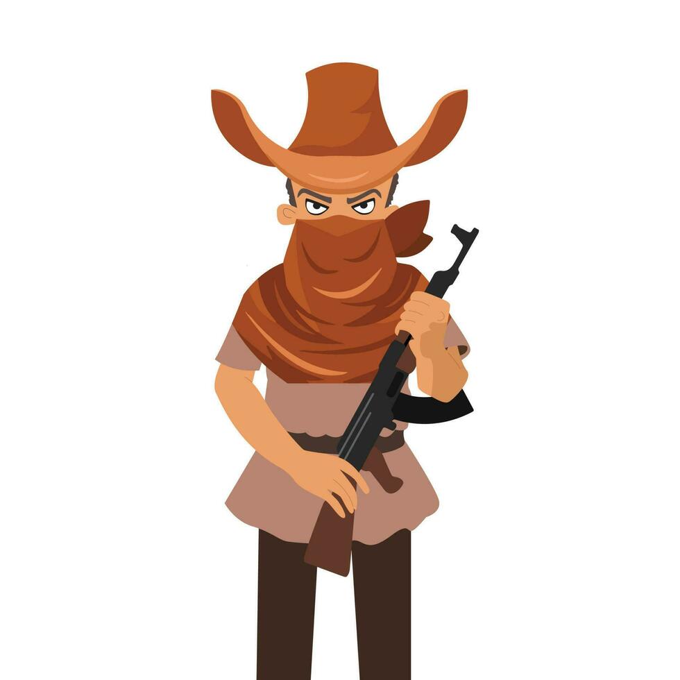Cowboy standing holding guns vector