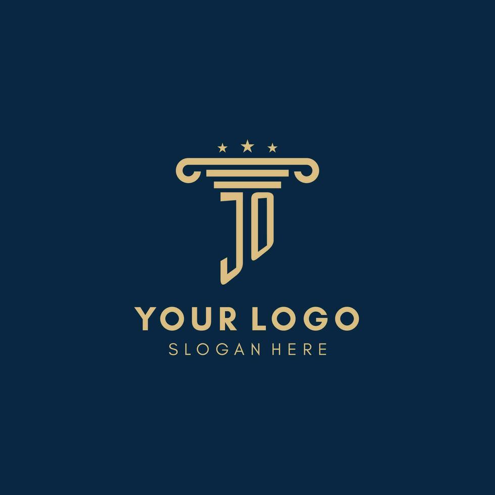 JO monogram initial logo with pillar and stars, best design for legal firm vector