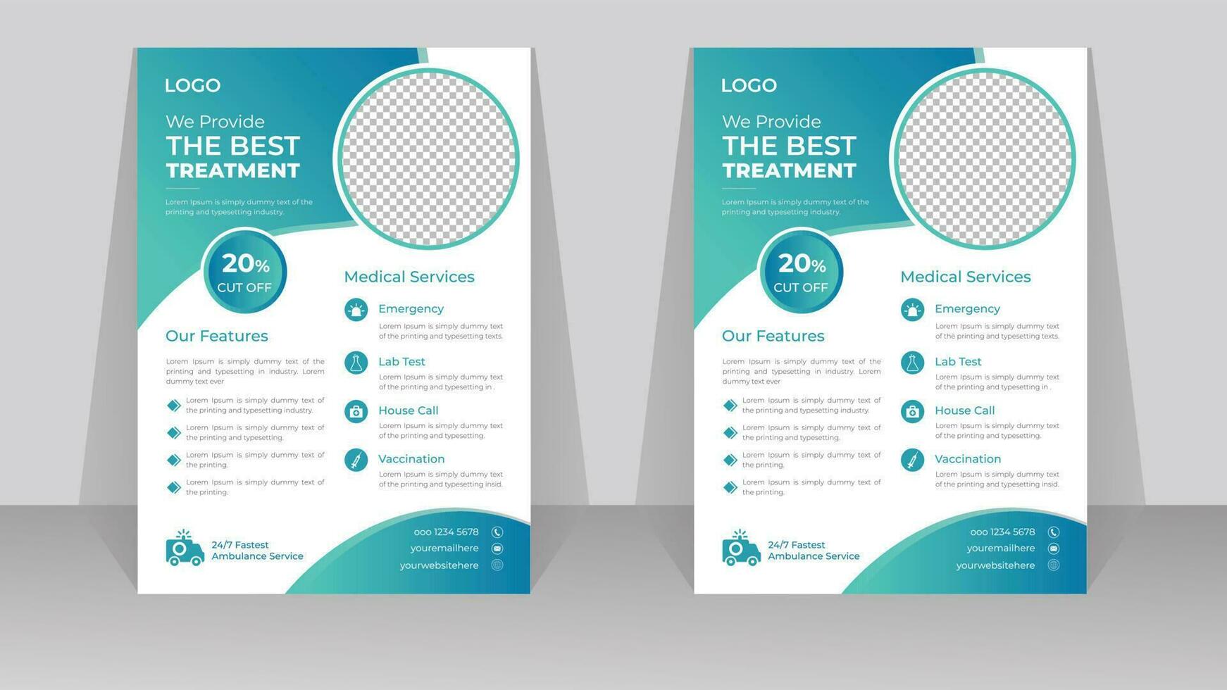 Medical flyer or poster design template for hospital or clinic vector