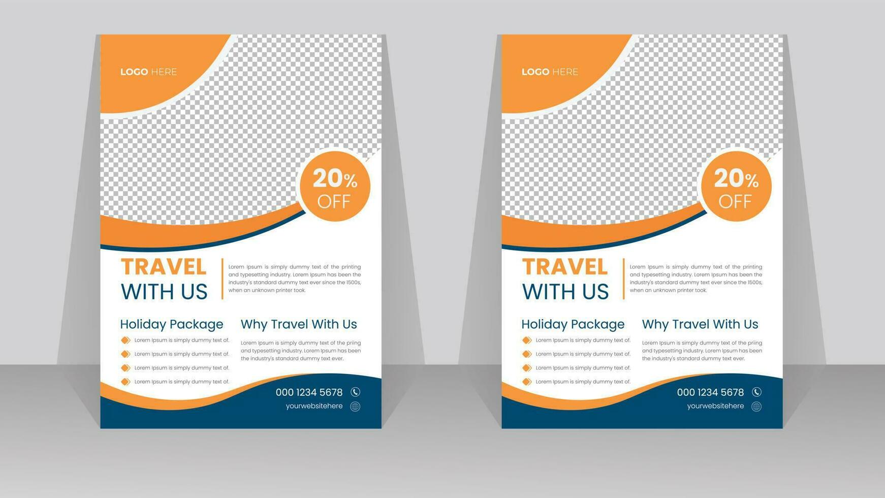 Travel and tour business company poster or flyer leaflet design template vector