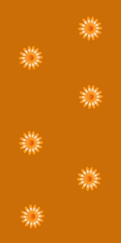 Chamomile flowers seamless pattern on orange background. EPS10 vector