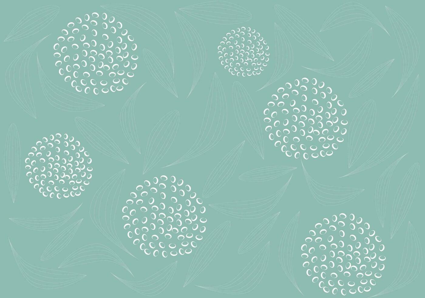seamless pattern green blue background white flowers balloons. EPS10 vector
