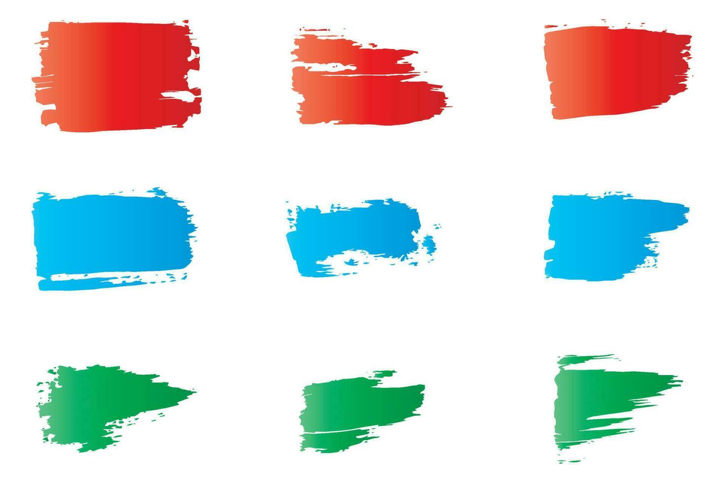 Grungy ink brush strokes, Colorful brush stroke set, dirty strokes set vector