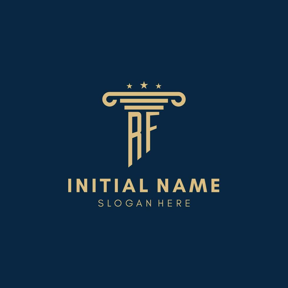 RF monogram initial logo with pillar and stars, best design for legal firm vector