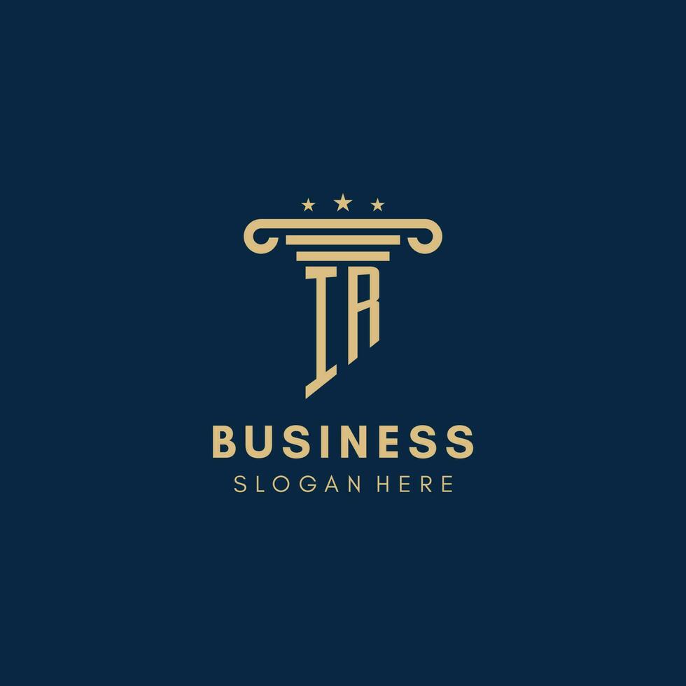 IR monogram initial logo with pillar and stars, best design for legal firm vector