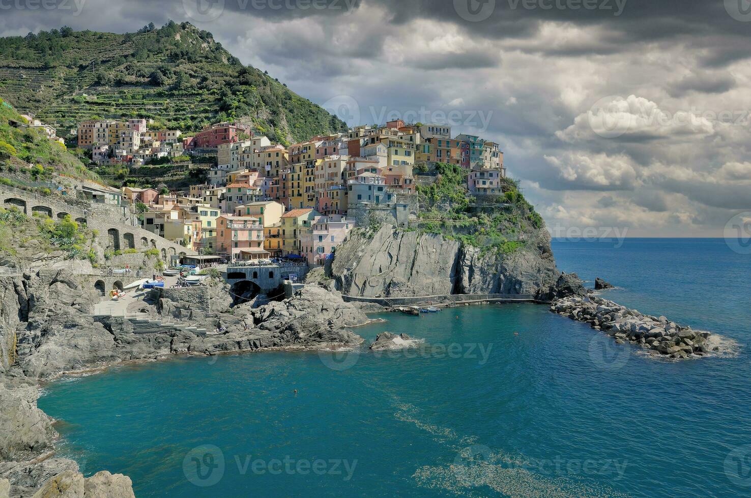 Village of Manarola,Cinque Terre,italian Riviera,Mediterranean Sea,Liguria,Italy photo