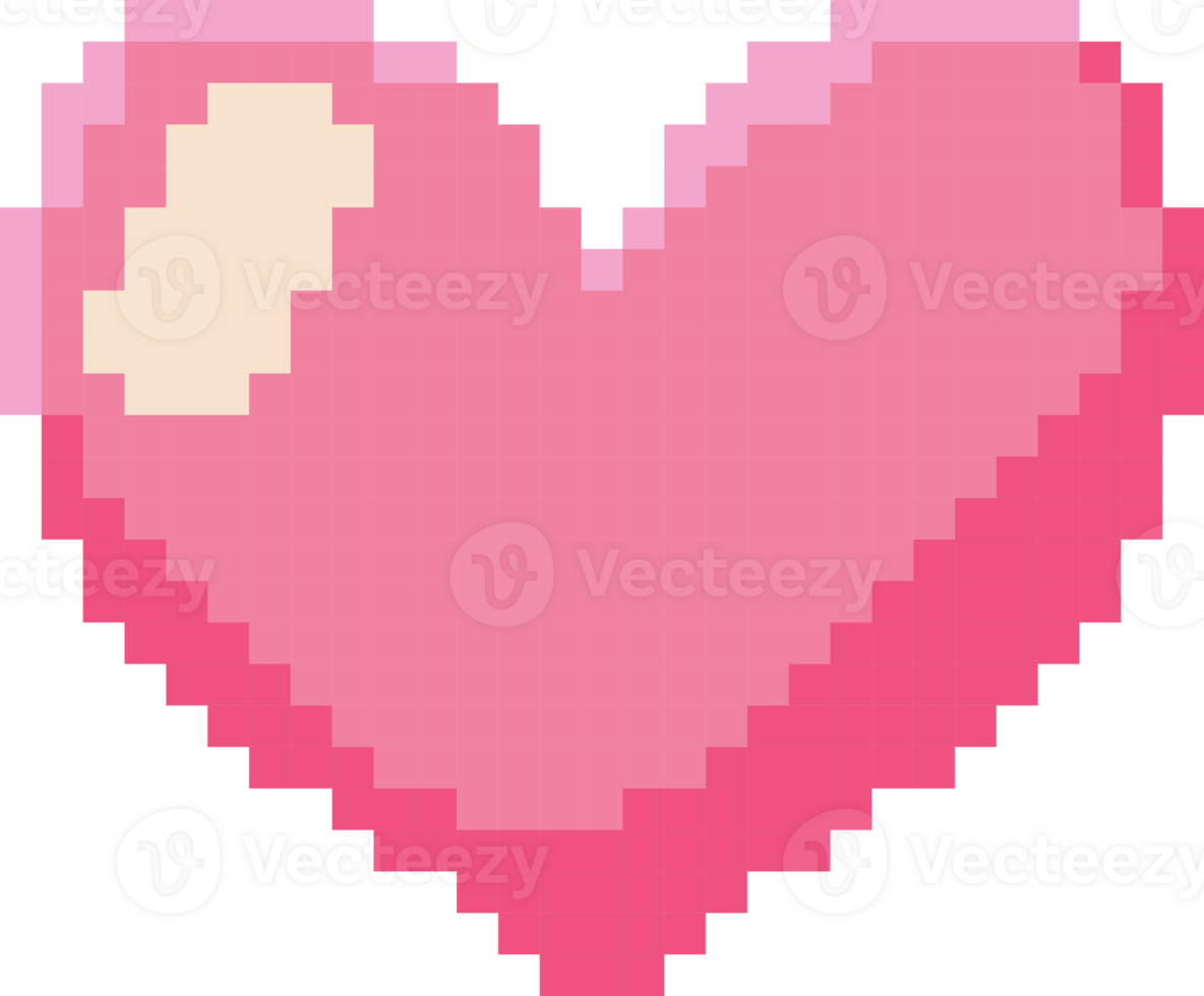 pixel heart isolated pink png