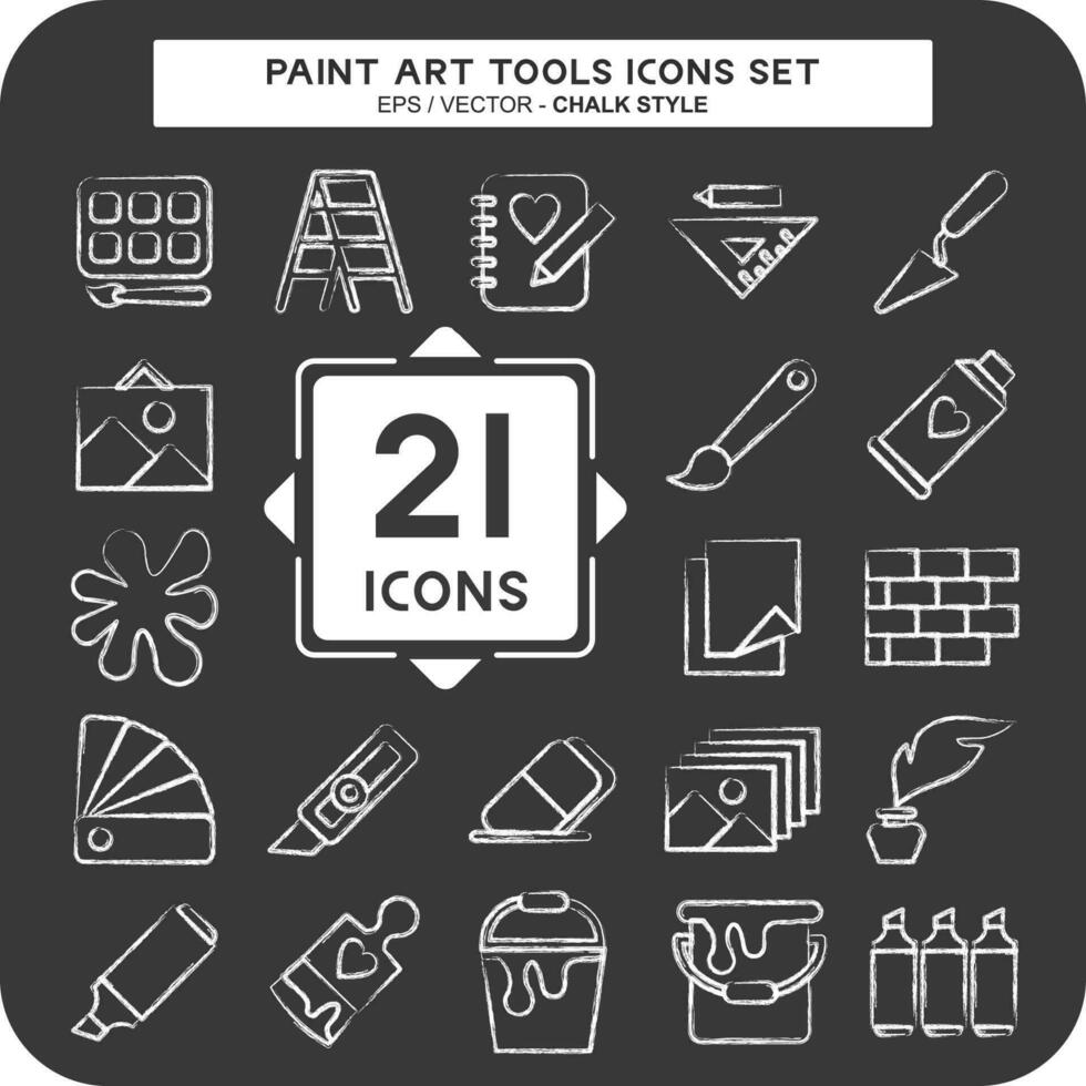 Icon Set Paint Art Tools. suitable for education symbol. chalk Style. simple design editable. design template vector. simple illustration vector