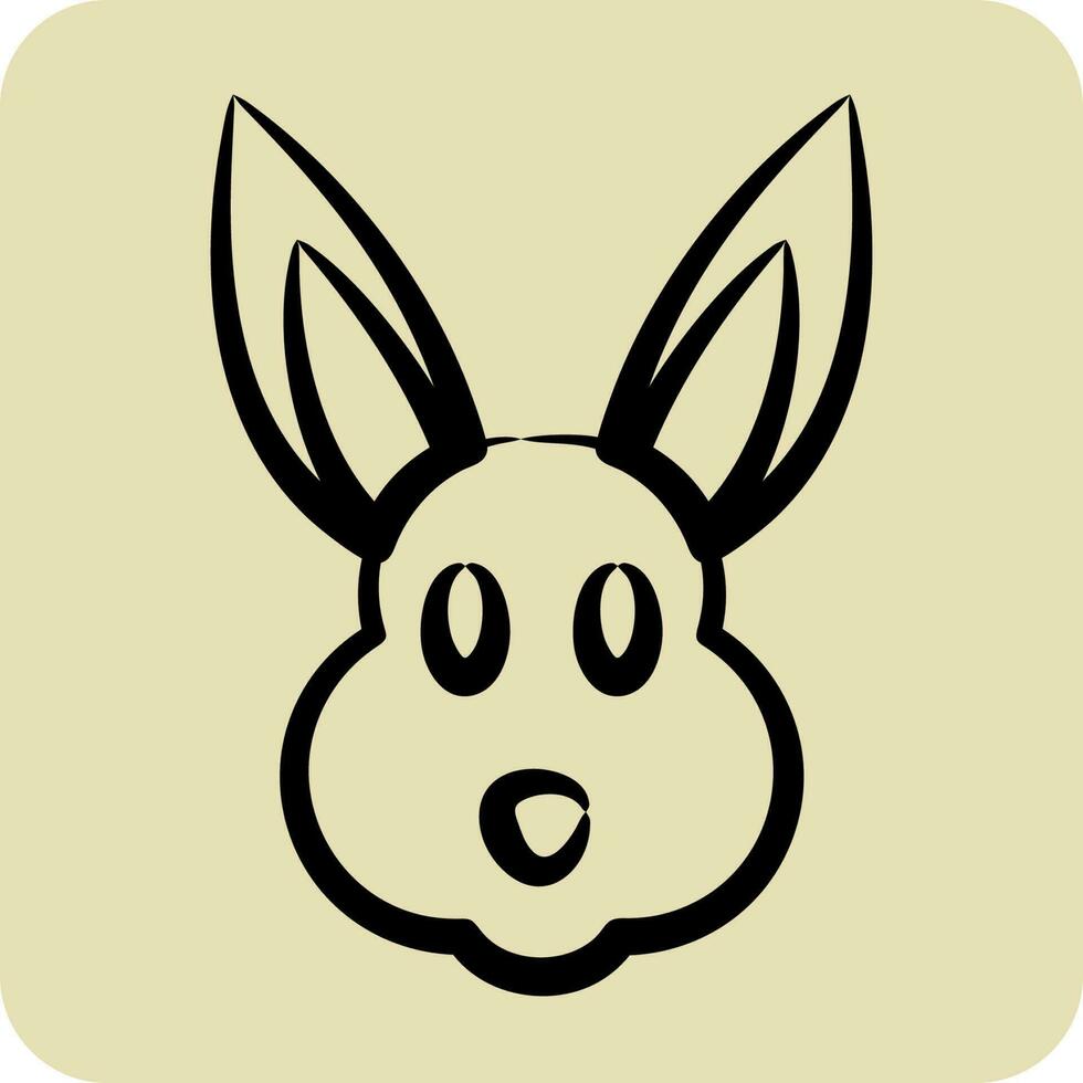 Icon Rabbit. related to Animal Head symbol. hand drawn style. simple design editable vector