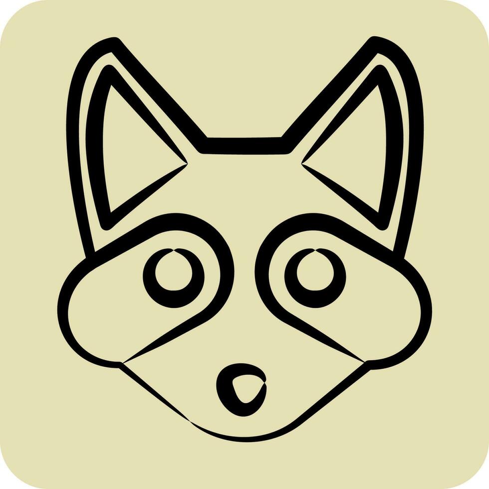 Icon Racoon. related to Animal Head symbol. hand drawn style. simple design editable vector