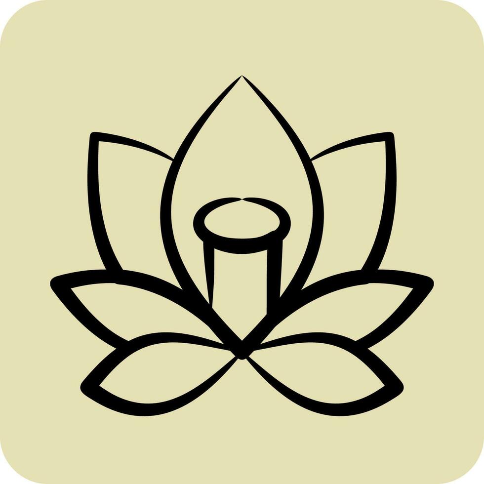 Icon Lotus. related to Thailand symbol. hand drawn style. simple design editable.World Travel vector